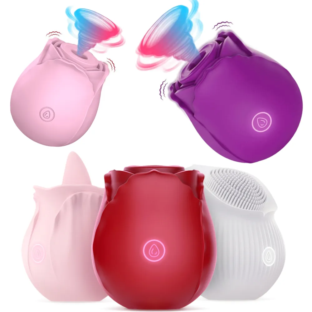 Rose Flower Lưỡi mút liếm Vibrator masturbator Sucker bàn chải rung G tại chỗ âm vật kích thích đồ chơi tình dục cho phụ nữ