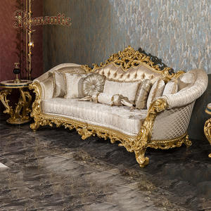 यूरोपीय शास्त्रीय शाही सोने के स्पंज सोफे सेट लिविंग रूम लक्जरी सफेद मखमली कपड़े लकड़ी के बड़े सोफे कस्टम फर्नीचर सेट - Product Image 3