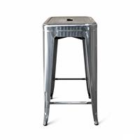Chaise de bar industrielle empilable en métal, finition brute polie, pour restaurant - Vente chaude en gros