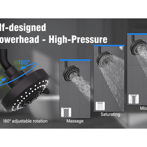 OEM Mattschwarzes <span class=keywords><strong>Tandem</strong></span>-Dusch kopfs ystem 3-fach einstellbares 3-Funktions-Hochdruck-Multimodal-<span class=keywords><strong>Tandem</strong></span> für versteckte Paare - Product Image 3