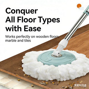 Mopa para el Hogar con Cubeta, de Uso Dual en Seco y Húmedo, para Limpiar Pisos de Madera en Sala de Estar y Baño, Mopa Giratoria Mágica de Microfibra - Product Image 4