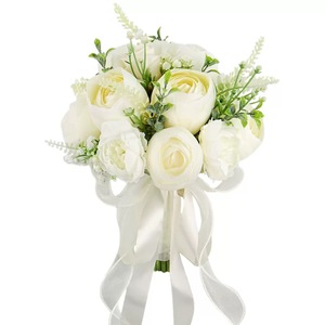 Bouquet de mariée unique fait main en perles, effet naturel, avec support, pour la cérémonie de mariage et la décoration - Product Image 1