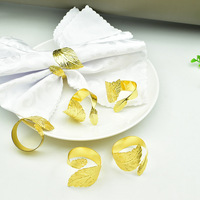Anneaux de serviette feuille de métal doré porte-boucles de serviette pour décor de table Ramadan Pâques, Saint-Valentin, Noël, mariage