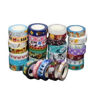 Op Maat Gemaakte Geprint Glitter Washi Maskeerpapier Tape, Japanse Wahi Tape Washi Tape Maskering