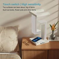 Lumière LED flottante en lévitation avec lampe de nuit de charge sans fil de station de chargeur de téléphone 15W