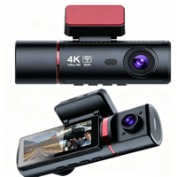 Caméra embarquée 4K à 3 objectifs, très vendue, avec contrôle via application Wi-Fi, écran IPS de 3,16 pouces, GPS intégré, vision nocturne, capteur G, enregistrement en boucle à 170 degrés