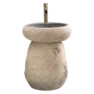 Piedra natural al aire libre Río Piedra Pedestal Basie Oval Pedestal Fregadero con instalación independiente para <span class=keywords><strong>baño</strong></span> Diseño moderno - Product Image 2