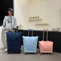 Equipaje impermeable de poliéster, plegable, gran capacidad, carrito, bolsa de viaje, fin de semana, Oxford, bolsa de lona con ruedas