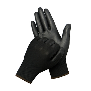 Guantes recubiertos de <span class=keywords><strong>PU</strong></span> de nailon negro de alta calidad, guantes de trabajo de seguridad duraderos de poliéster de calibre 13, Guantes Recubiertos de <span class=keywords><strong>PU</strong></span> negro para trabajo de jardín - Product Image 3
