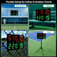 Tableau de score numérique GANXIN pour terrain de padel intérieur/extérieur, tableau de score LED portable pour jeux de tennis de plage avec contrôle par montre