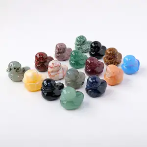 Cute Home Decor Natural Crystal Duck Natural Healing Crystal Carving Reiki Fengshui Gemstone Animal Sculpture for Gift