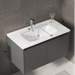 Mueble de baño moderno de lujo ligero, montado en la pared, con lavabo integrado. - Product Image 3