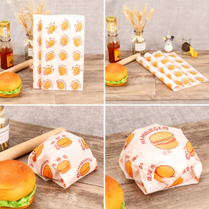 Biểu tượng tùy chỉnh không thấm mỡ giấy dùng một lần bao bì thực phẩm cho Burger & Sandwich Baking sử dụng - Product Image 5