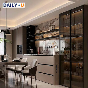 خزائن مطبخ حديثة مطلية بالورنيش والرسم المخصص بتصميم كامل ، مجموعة خزانة طويلة بأسعار معقولة ، خزانات بار مطبخ - Product Image 1