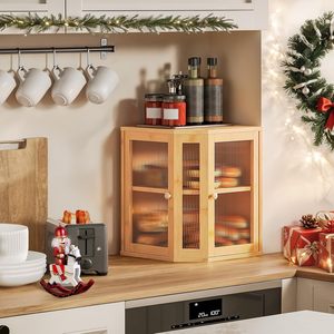 กล่องเก็บขนมปัง HOOBRO แบบวางมุมเคาน์เตอร์ ทำจากไม้ไผ่ ความจุขนาดใหญ่ 2 ชั้น พร้อมประตูแบบลอนคู่ ขนาด 27.5 ลิตร - Product Image 2