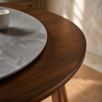 Table à manger pivotante sur mesure en bois massif résistant aux rayures, 6 à 8 places, 1350 mm, pour la maison familiale