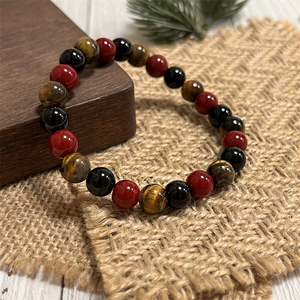Sức mạnh bên trong biểu hiện Vòng đeo tay pha lê 8 mm Vòng Đỏ jasper Hổ Mắt đen <span class=keywords><strong>Onyx</strong></span> bên trong sức mạnh Vòng đeo tay tinh thần Quà Tặng - Product Image 4
