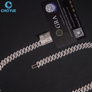 Collar de Cadena de Plata 925 con Baño de Oro Rosa y Moissanita, Corte Brillante, Engaste en Canal, Certificado GRA, Lujoso Estilo Hip Hop para Hombre - Product Image 2