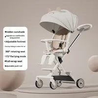 Poussette bébé pliable légère en métal avec position assise-allongée, design bidirectionnel pour une utilisation manuelle