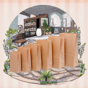 Sac en papier kraft jetable personnalisable pour la restauration rapide, la pâtisserie, le poulet frit, emballage carré à fond plat, ruban classique - Product Image 2