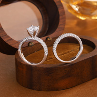 Luxe ovale geslepen zirkoon 2-delige trouwringset micro pave CZ verlovingsring voor vrouwen bruidssieraden groothandel