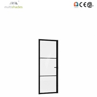 Porte de séparation intérieure de salle de bain moderne et minimaliste, en aluminium fin, avec double vitrage français de luxe, design en grille, étanche