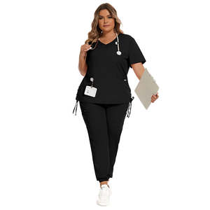 नए कस्टम मेडिकल स्क्रैब वर्दी सेट फिट v गर्दन जॉगर पैंट अस्पताल वर्दी बेल्ट ड्रॉस्ट्रिंग नर्सिंग स्क्रब सेट <span class=keywords><strong>fo</strong></span> - Product Image 6