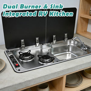 JDA Évier en acier inoxydable 304 <span class=keywords><strong>de</strong></span> haute qualité avec cuisinière à gaz à double brûleur Évier et cuisinière pour camping-car, <span class=keywords><strong>caravane</strong></span>, bateau, yacht - Product Image 3