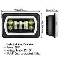 Phare LED carré YD 4X6 pour voiture, lumière blanche DRL, clignotant ambre, faisceau haut/bas scellé, remplacement pour Ford Truck Offroad