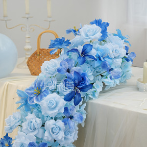 Décoration florale artificielle bleue pour table de mariage et événements, modèle Greenway Waterfall - Product Image 4