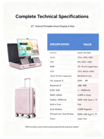 Téléviseur portable 27 pouces Android Smart TV pour le camping, les événements et les sorties, 12 heures d'autonomie, écran tactile 1080P