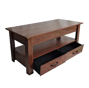 Table basse centrale rétro avec plateau élévateur en bois pour salon Table basse avec tiroirs et compartiment caché