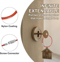 Cordon porte-clés en acier inoxydable avec boucle de fixation pour porte-clés, attache pour étiquette d'identification de bagage et attache à vis pour accessoire de valise de voyage