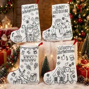 Diy Christmas Coloring Kit With Watercolor Pens Kids Xmas Craft Stocking Painting Set Holiday Gift <b>Decoration</b> - Product Image 2