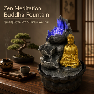 Fuente de Agua Decorativa con Figura de Buda, de Poliresina, con Forma de Loto, Bomba <span class=keywords><strong>Sumergible</strong></span> Integrada y Luz LED que Cambia de Color - Product Image 2