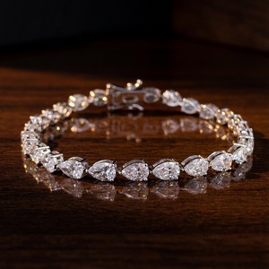 7CT Pear Cut Lab Grown Diamond Tennis <b>Bracelet</b> 6.5 Inch 14K <b>Solid</b> White Gold VVS for Certified Unisex Luxury Fine Jewelry - Product Image 1