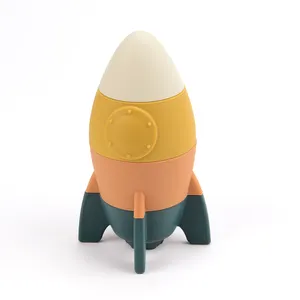 DIY 실리콘 장난감 감각 안전 식품 학년 다채로운 실리콘 빌딩 블록 유아 스태킹 세트 아기 교육 장난감