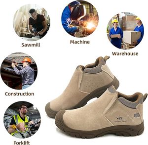 Zapatos <span class=keywords><strong>de</strong></span> Seguridad para Hombre con Protección Laboral Anti-Impactos y Anti-Penetración, Parte Superior <span class=keywords><strong>de</strong></span> Gamuza, Estilo Botín - Product Image 5