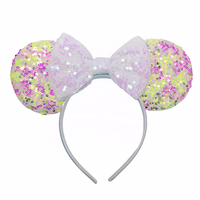 Nouveau conçu souris oreilles bandeau pour filles couleur mélangée Sequin arc bandeau Festival fête Cosplay bricolage cheveux accessoires