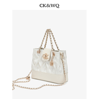 Sac fourre-tout de luxe blanc à blocs de couleur, plissé, avec monogramme, sac messager pour femme en cuir tressé avec chaîne, idéal pour le quotidien, le travail, le shopping et les rendez-vous