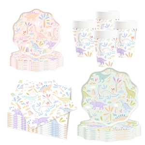 Assiettes, serviettes et gobelets en papier pour fête à thème dinosaures DAMAI, fournitures pour anniversaire d'enfants, ensemble de vaisselle pour fête d'enfants, décorations de fête - Product Image 4