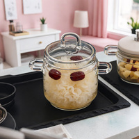 Petite cocotte double en verre borosilicate de haute qualité, compatible micro-ondes, avec couvercle transparent, résistante aux hautes températures