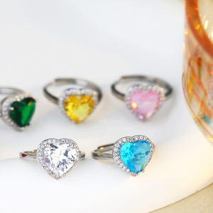 FY moda boda joyería regalo anillos compromiso eternidad nupcial aniversario <span class=keywords><strong>promesa</strong></span> piedra preciosa corazón anillo ajustable - Product Image 5