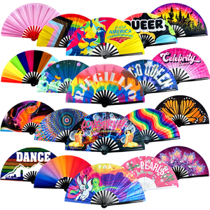 2025 New Arrivals Hand <strong>Fan</strong> Bamboo Crafts Clack Folding <strong>Large</strong> <strong>Fans</strong> Wholesale Custom logo Clap Popping Foldable13inch Rave <strong>Fan</strong> - Product Image 1
