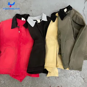 YSJY Fabricante para hombre invierno elegante camionero chaqueta vaquera pato lona trabajo chaqueta bomber con cuello de pana