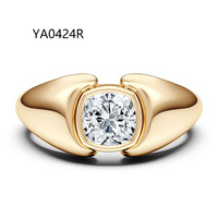 Bagues de mariage pour hommes Bezel 1CT, en argent sterling S925 plaqué or 18 carats, serties de moissanite taille coussin et taille Asscher