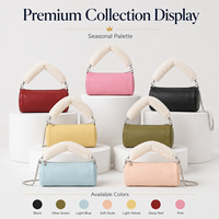Sac baril pour femme, mini sac à main en fourrure de mouton, sac à bandoulière avec chaîne, 7 couleurs, vente en gros, personnalisation OEM, usine