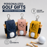 Porte-balles de golf en similicuir gravable au laser, étui personnalisé en cuir PU pour balles de golf, pochette pour tees, sacs cadeaux