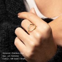 Bague EMANCO en acier inoxydable couleur argent, motif cercle géométrique classique, pour femme, idéale pour le quotidien, les rendez-vous, bijou délicat pour mariage