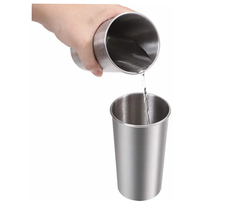 Hot Selling Stainless Steel Cups Metal Shatterproof Stackable Pint Drinking Cups for Adults or Kids